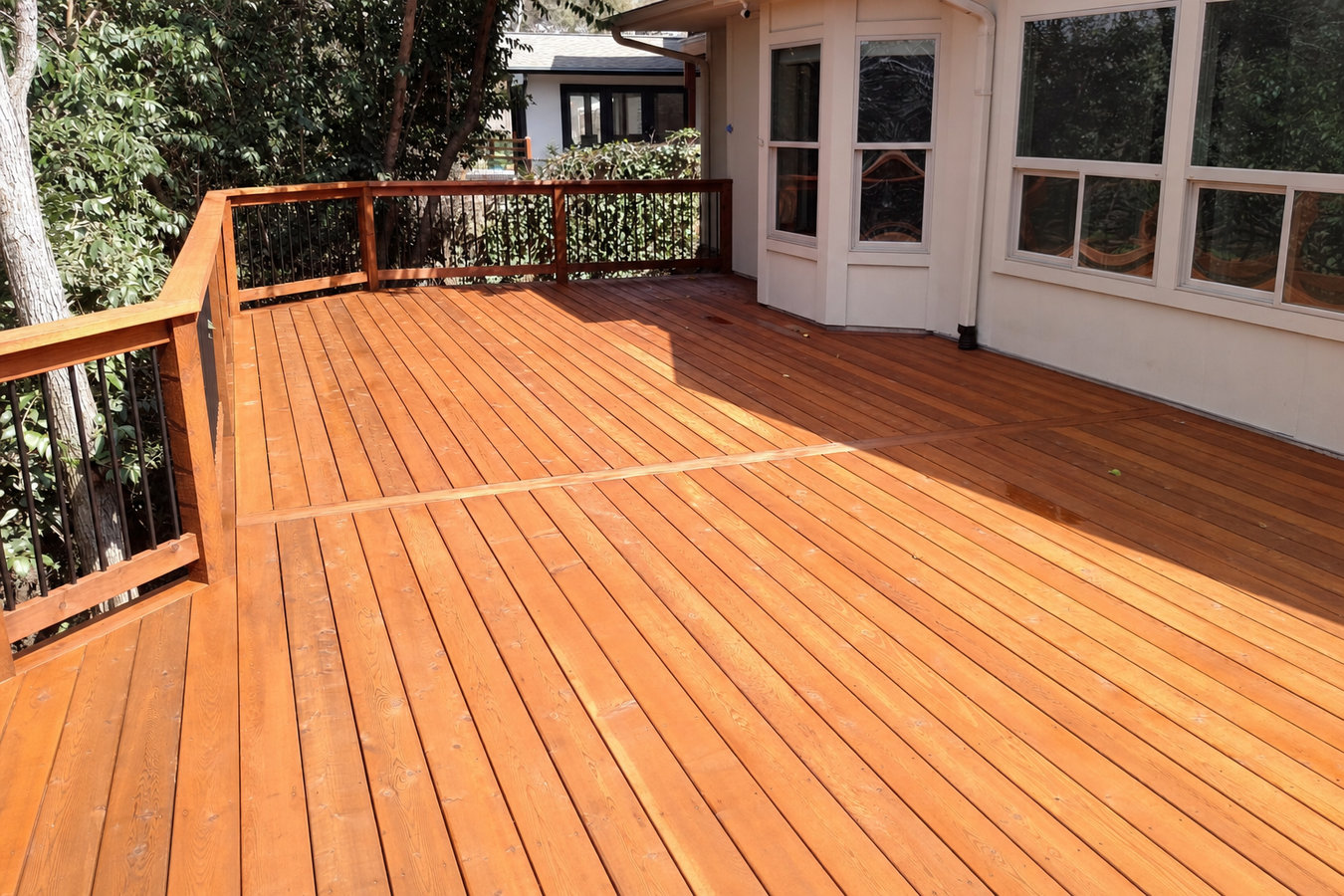 Cedar wood deck construction